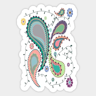 Boho Paisley on Coral Sticker